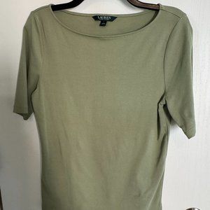 LAUREN RALPH LAUREN Olive Green Women’s Short Sleeve Top L NWOT